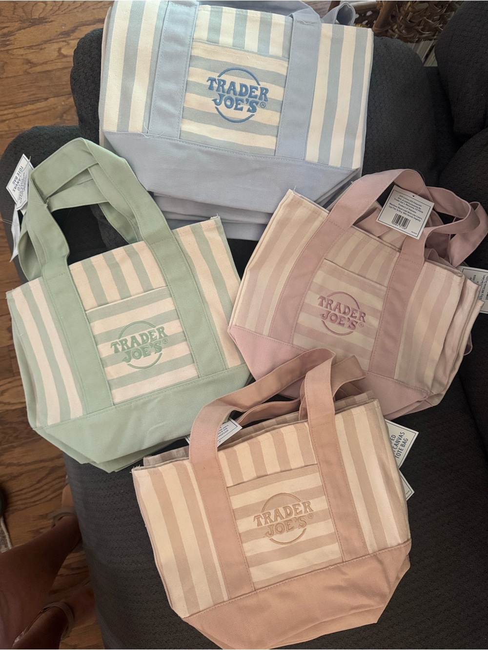 Trader Joe’s Totes mini striped canvas tote set of 4 - Picture 2 of 3